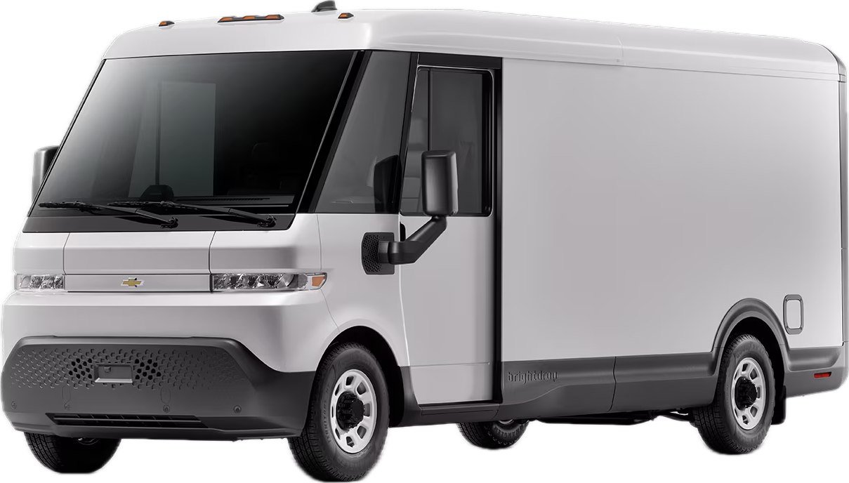 BrightDrop 600 electric work van, charged and ready for rental in BC